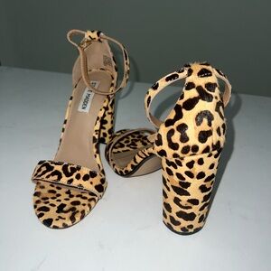Steve Madden Leopard Print Block Heel Sandals - Yellow & Black